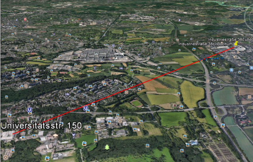 E-band 10 Gbps Link at 3.8 km trace in RUB Uni (DE)